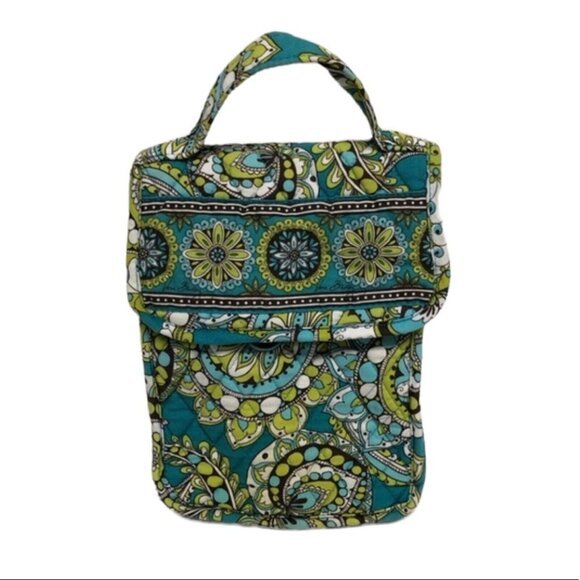 Vera Bradley Handbags - Vera Bradley Lunchbox quilted Paisley Peacock Lime Green White Quilted